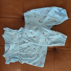Newborn baby blue Carter's outfit with flowers